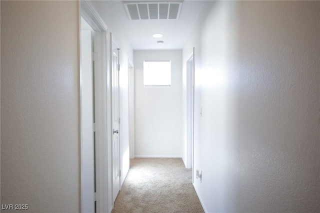 3652 Remington Grove Ave, North Las Vegas, NV 89081 - corridor with baseboards, visible vents, carpet flooring, and a textured wall