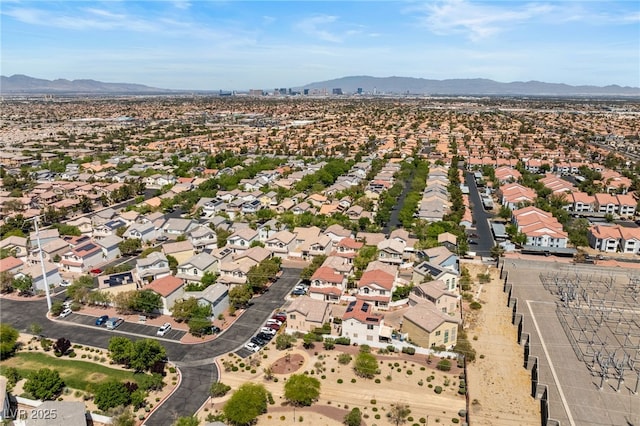bird's eye view with a mountain view and a residential view