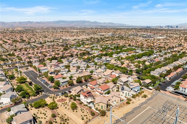 drone / aerial view featuring a mountain view