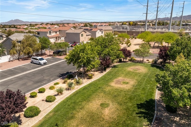 birds eye view of property featuring a residential view and a mountain view