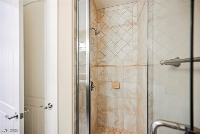 bathroom featuring a shower stall