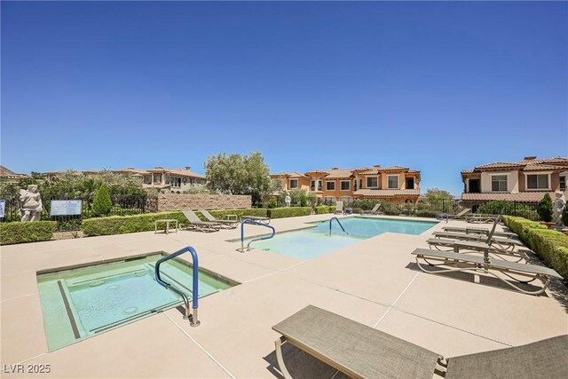 pool with a patio