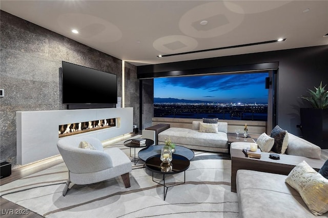 811 Magnum Cliff Ct, Henderson, NV 89012 - living room with a multi sided fireplace and recessed lighting
