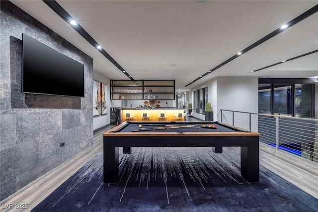 811 Magnum Cliff Ct, Henderson, NV 89012 - game room with a community bar, pool table, and wood finished floors