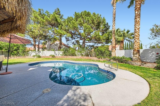 9921 Heffner Hills Cir, Las Vegas, NV 89117 - view of pool with a fenced in pool, a fenced backyard, and a patio area