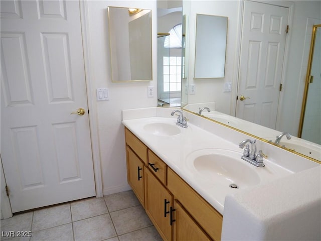 6508 Alpine Forest Ct, Las Vegas, NV 89149 - full bathroom with double vanity and tile patterned flooring