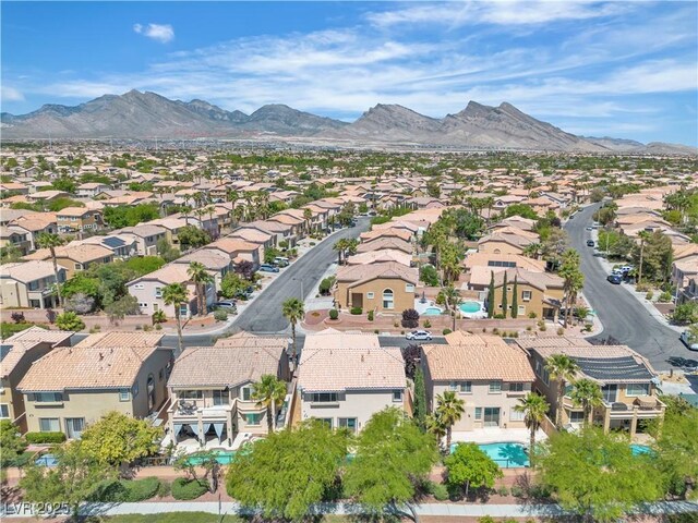 10613 Turquoise Valley Dr, Las Vegas, NV 89144 - drone / aerial view featuring a mountain view and a residential view
