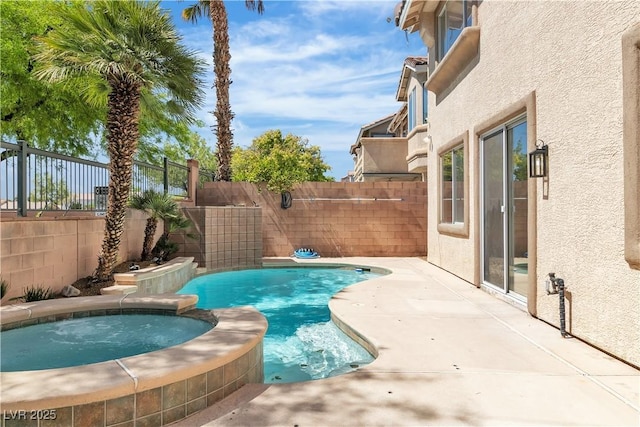 10613 Turquoise Valley Dr, Las Vegas, NV 89144 - view of swimming pool with a patio area, a pool with connected hot tub, and a fenced backyard