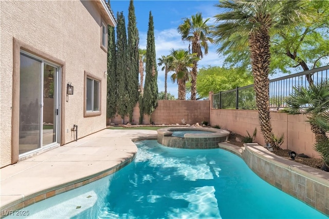 10613 Turquoise Valley Dr, Las Vegas, NV 89144 - view of pool with a fenced backyard, a patio, and a pool with connected hot tub
