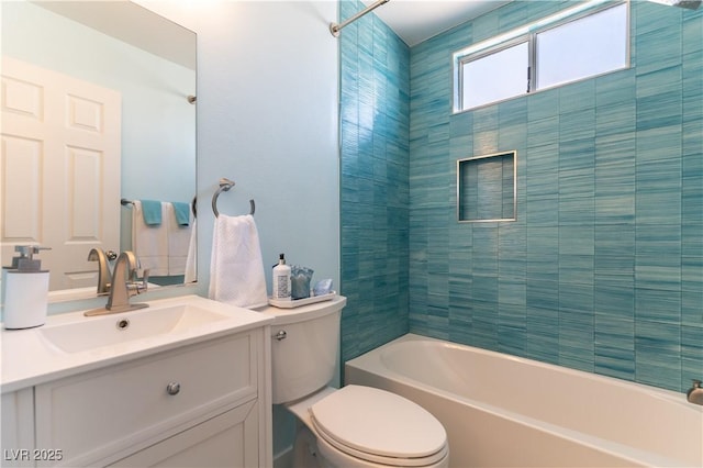 5005 Chambliss Dr, Las Vegas, NV 89130 - bathroom featuring shower / washtub combination, toilet, and vanity