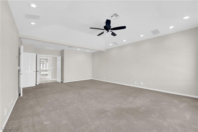 2595 Aviv Ct, Las Vegas, NV 89121 - spare room featuring baseboards, visible vents, ceiling fan, and carpet floors