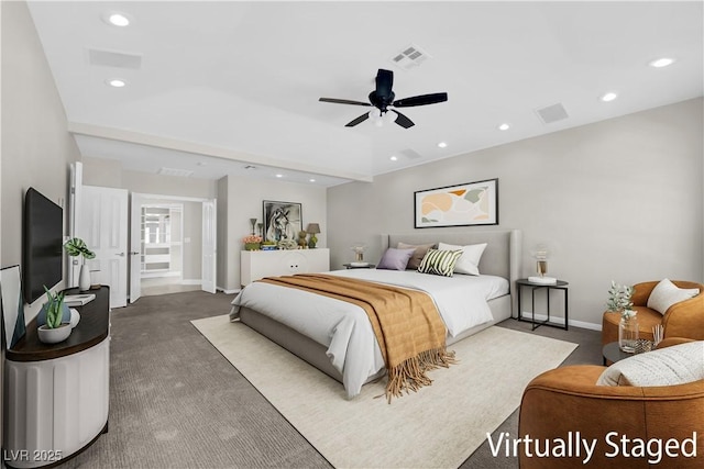 2595 Aviv Ct, Las Vegas, NV 89121 - carpeted bedroom with recessed lighting and a ceiling fan