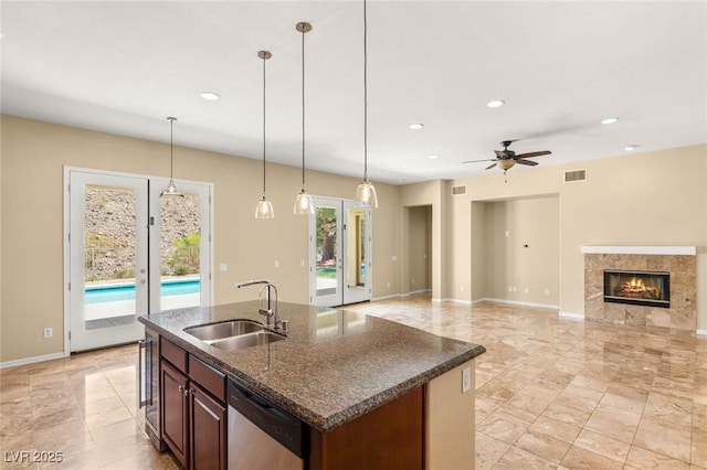 17 Morninglow Pass, Henderson, NV 89052 - kitchen with visible vents, recessed lighting, dishwasher, and a sink