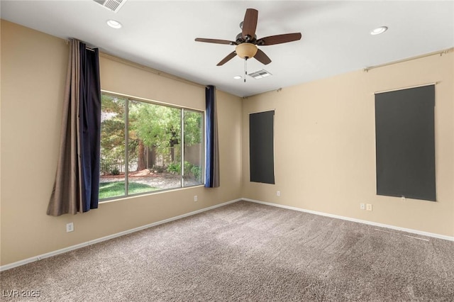 17 Morninglow Pass, Henderson, NV 89052 - carpeted spare room featuring recessed lighting, visible vents, ceiling fan, and baseboards