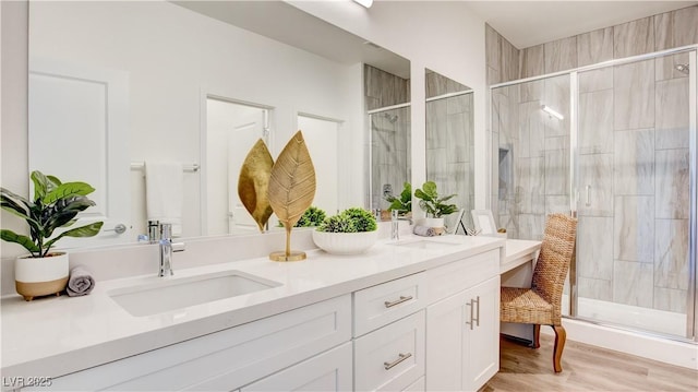 1187 Blossom Point St Unit 36, Las Vegas, NV 89135 - full bath featuring a stall shower, double vanity, and a sink