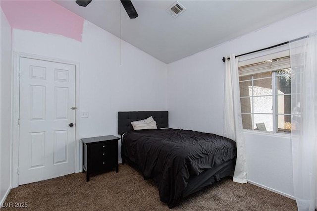 2631 Bed Knoll Ct, North Las Vegas, NV 89031 - bedroom with carpet, vaulted ceiling, and a ceiling fan
