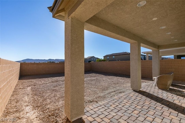 view of patio featuring a fenced backyard