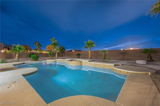 view of swimming pool featuring a fenced in pool and a fenced backyard