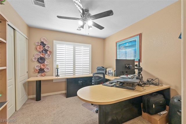 3295 Cooper Creek Dr, Henderson, NV 89074 - carpeted office space with ceiling fan, visible vents, and baseboards