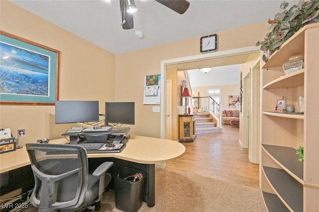 3295 Cooper Creek Dr, Henderson, NV 89074 - home office featuring ceiling fan and light wood finished floors