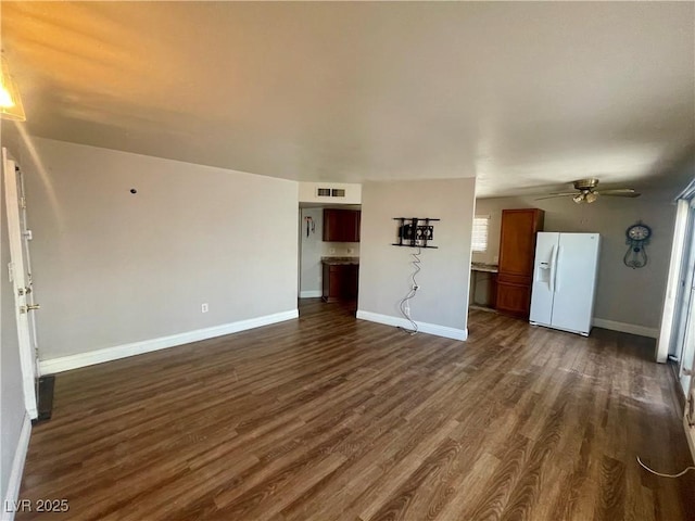 4682 Tamalpias Ave, Las Vegas, NV 89120 - unfurnished living room with a ceiling fan and dark wood finished floors