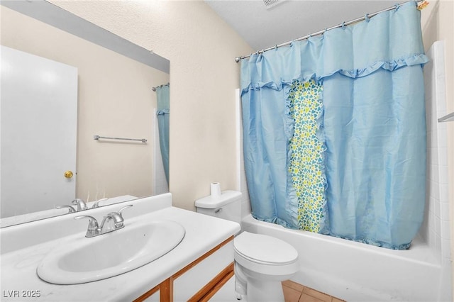 719 Roberta Alecia Ave, North Las Vegas, NV 89031 - bathroom featuring shower / bath combo, toilet, vanity, and tile patterned flooring