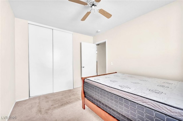 719 Roberta Alecia Ave, North Las Vegas, NV 89031 - bedroom with carpet floors, a closet, and ceiling fan