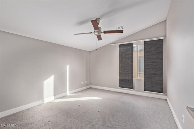 8797 Pinley Spring St, Las Vegas, NV 89113 - empty room with lofted ceiling, ceiling fan, carpet flooring, and baseboards