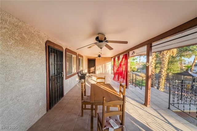 711 Sari Dr, Las Vegas, NV 89110 - sunroom / solarium with tile patterned floors and ceiling fan