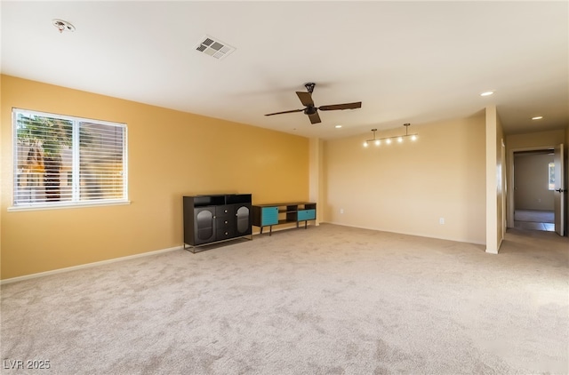 711 Sari Dr, Las Vegas, NV 89110 - unfurnished living room with ceiling fan, carpet floors, and recessed lighting