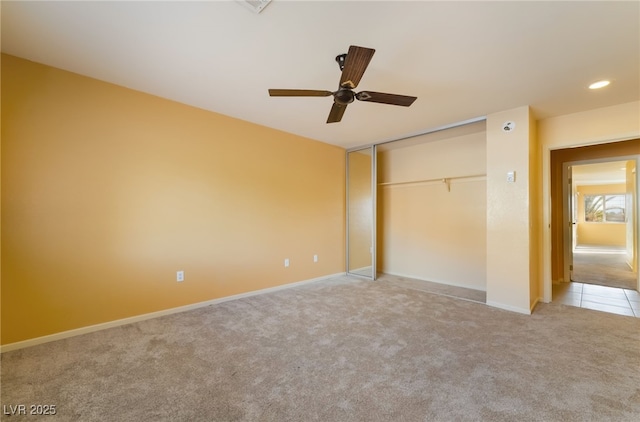 711 Sari Dr, Las Vegas, NV 89110 - unfurnished bedroom with carpet, a closet, ceiling fan, and recessed lighting