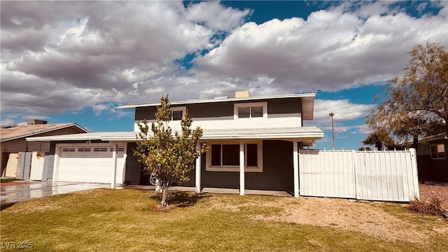 201 Redstone St, Las Vegas, NV 89145 - traditional home featuring fence, a front yard, driveway, and an attached garage