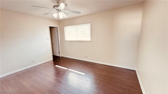 201 Redstone St, Las Vegas, NV 89145 - empty room featuring a ceiling fan, wood finished floors, and baseboards