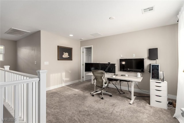 1049 Williamtown Ave, North Las Vegas, NV 89084 - carpeted home office with baseboards, visible vents, and recessed lighting