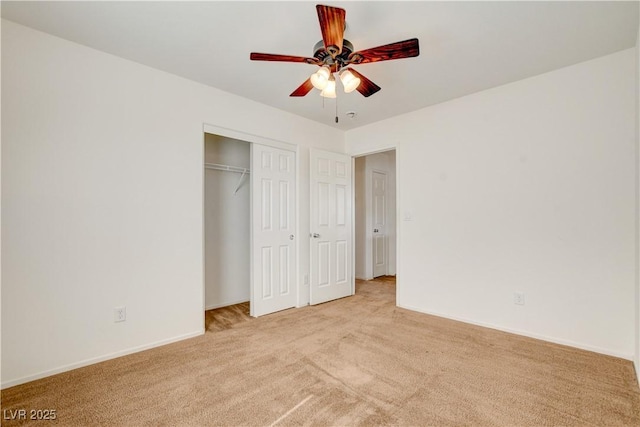 8626 Anderson Dale Ave, Las Vegas, NV 89178 - unfurnished bedroom with light carpet, baseboards, a closet, and a ceiling fan