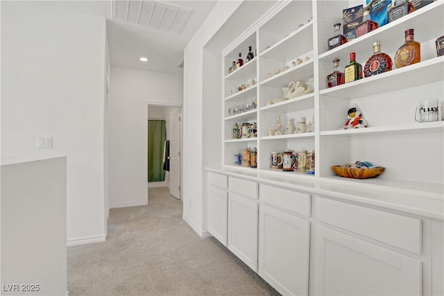 4436 Mural Glen Ct, North Las Vegas, NV 89084 - hallway with visible vents, recessed lighting, baseboards, and light colored carpet