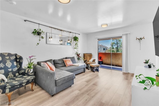 living area featuring light wood-style floors