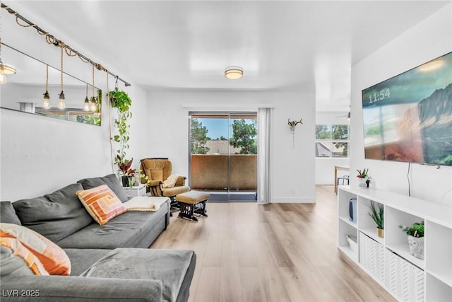 living room with wood finished floors