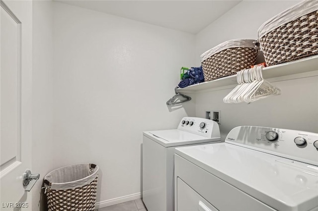 489 Filaree Pl, Henderson, NV 89015 - washroom featuring laundry area, baseboards, independent washer and dryer, and light tile patterned flooring