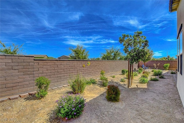 view of yard featuring a fenced backyard