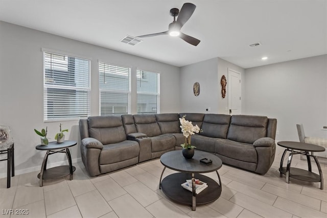 143 Aqua Commons Ln, Henderson, NV 89015 - living area featuring ceiling fan and recessed lighting