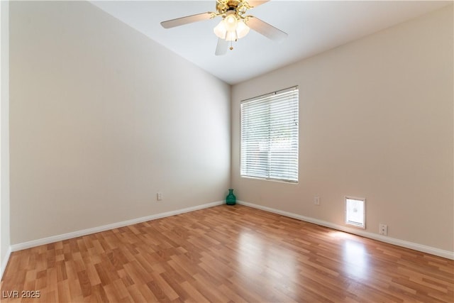 3510 Judah Way, Las Vegas, NV 89147 - unfurnished room with baseboards, a ceiling fan, light wood-type flooring, and lofted ceiling