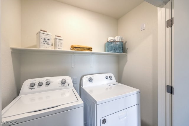 washroom featuring separate washer and dryer and laundry area