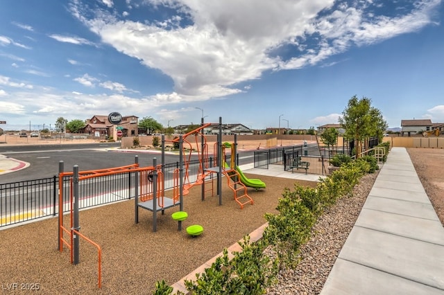 community play area with fence