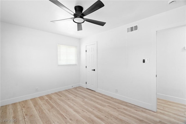 1020 Baker Ave, Las Vegas, NV 89108 - empty room with baseboards, a ceiling fan, light wood finished floors, and visible vents