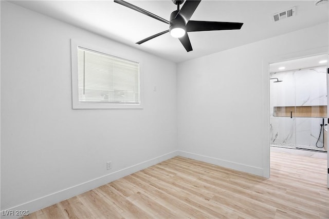 1020 Baker Ave, Las Vegas, NV 89108 - empty room featuring baseboards, ceiling fan, wood finished floors, and visible vents
