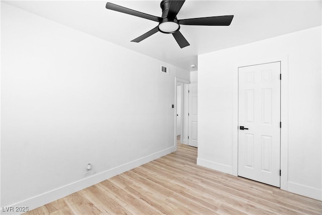 1020 Baker Ave, Las Vegas, NV 89108 - unfurnished bedroom featuring visible vents, a ceiling fan, light wood finished floors, and baseboards