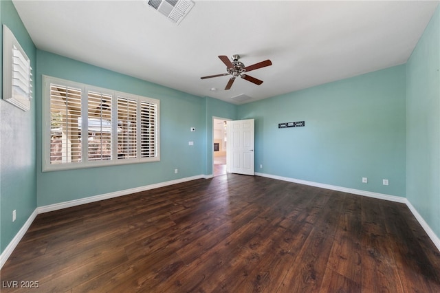 4217 Box Canyon Falls Ave, North Las Vegas, NV 89085 - empty room with visible vents, baseboards, ceiling fan, and wood finished floors
