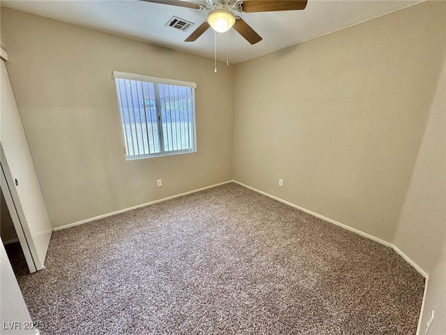 10025 Catseye Cove Ct, Las Vegas, NV 89183 - empty room with baseboards, a ceiling fan, carpet flooring, and visible vents