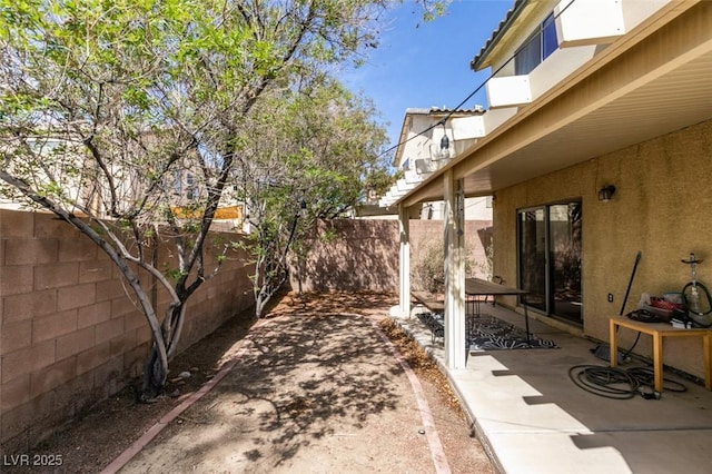 view of yard featuring a fenced backyard and a patio area